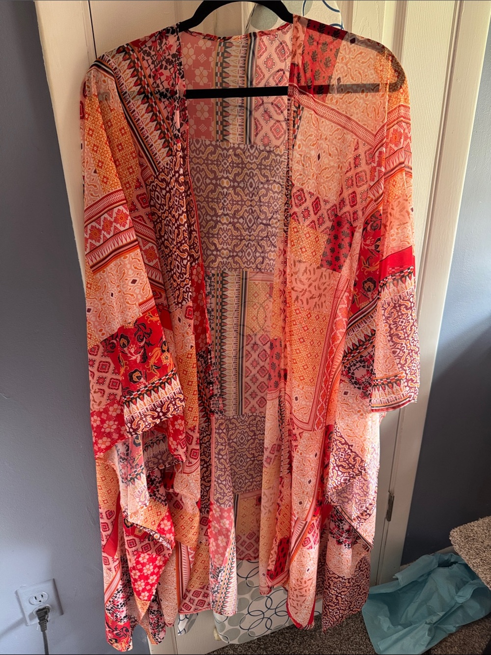 Patchwork Orange Sheer Camisole Cover-Up